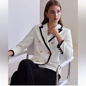 NWT MOFT Double breasted White/ Black BLAZER • SIZE L